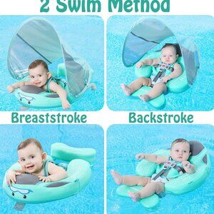 Mambobaby Non-Inflatable Baby 3-24 Months Swimming Pool Float with Footrest Pink